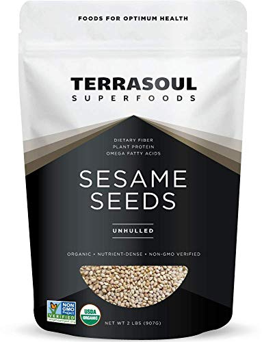 Terrasoul Superfoods Organic Unhulled Sesame Seeds, 2 Lbs, Nutty Crunch for Asian Dishes, Baking, and Homemade Tahini