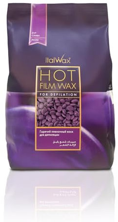 Italwax Prugna - 1kg - Perline di cera a caldo per la depilazione senza strisce - Formula naturale per tutti i tipi di pelle - Aromatizzato frutta - Raccomandato per area bikini e ascelle