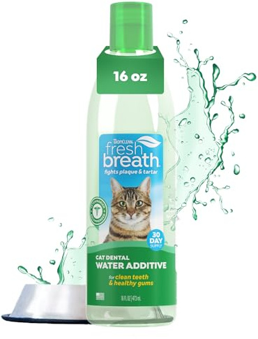 TropiClean Refrescante Bucal para Gatos - Aditivo de Cuidado Bucal para el Agua para Gatos I Sin Cepillado I Combate la Placa y el Sarro de las Mascotas - 473 ml