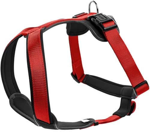 HUNTER Hundegeschirr NEOPREN, Farbe: rot/schwarz, strapazierfähiges Nylon, mit weichem Neopren gepolstert, reflektierendes 3M Scotchlite Reflective Material, pflegeleicht, komfortabel, Größe: M/2