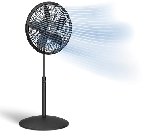 Lasko Pedestal Fan, Oscillating Fan for Bedroom with Adjustable Height and 3 Cooling Speeds, Portable, 18, Black, 1827