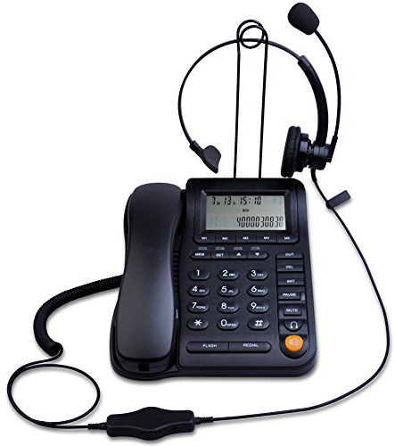Home Office Corded Phone with Caller ID, KerLiTar LK-P017B Call Center Phones with Headset, Landline Telephone for Business Desktop Phone with Extra-Large Buttons and Display Screen
