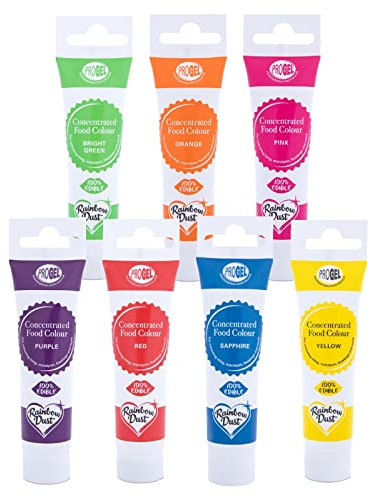 RAINBOW Dust ProGel Icing Colour Paste Gel Food Colouring Sugarcraft Set - 7 PK