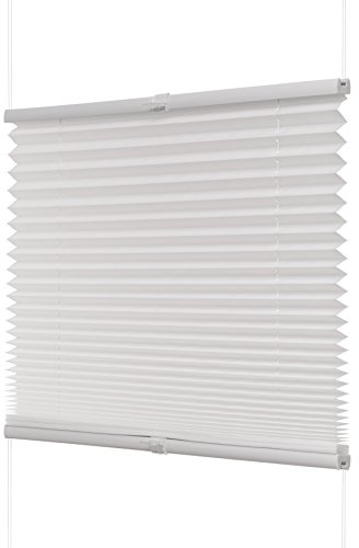 Ventanara® Plissee ohne Bohren Weiß Klemmfix Plisseerollo Faltrollo verspannt inklusive Premium Klemmträger 55 x 130 cm