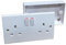 Double Wall Socket & Back Box Pattress. Twin 2 Gang Switched Plug Electrical
