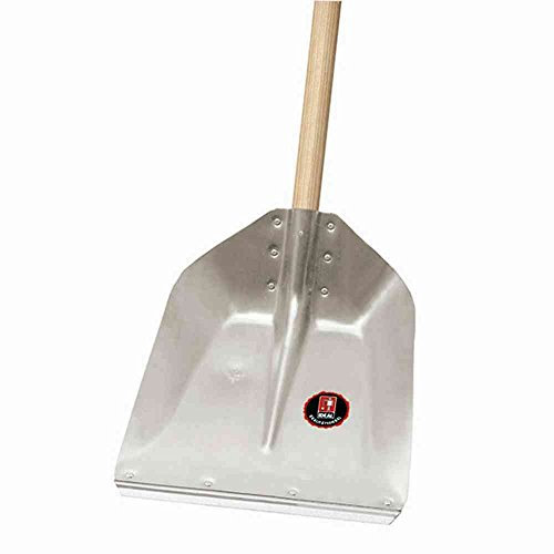 IDEAL FAVORIT Hallenser Randschaufel mit Eschen-Langstiel 130 cm | Schaufelblatt Leichtmetall 380 × 380 mm, für Schüttgüter, Stallreinigung & Schneebeseitigung, mit Schutzkante, 6-fach genietete Dülle