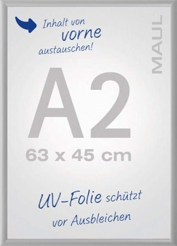 Maul 6604208 Klapprahmen A2, Plakatrahmen Aluminium, 63 x 45 x 1,2 cm (HxBxT), 1 Stück