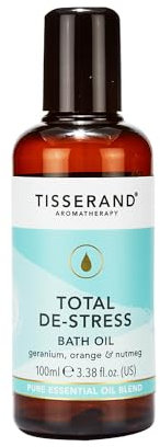 Tisserand Aromatherapy - Total De-Stress - Aromatherapy Bath Oil - Orange, Geranium, Nutmeg Essential Oil - 100% Natural Pure Essential Oils - 100ml