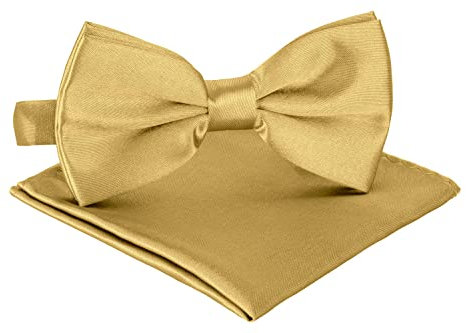 BomGuard Herren Fliege Einstecktuch für Erwachsene - Männer Damen Mann Jugendliche + Tuch,gold