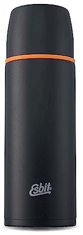 Esbit Edelstahl Isolierflasche Classic 1000 ml in Schwarz - für warme und kalte Getränke - Edelstahl Thermoflasche mit 2 Bechern