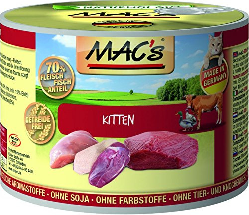 MAC's Cat Kitten Pavo, carne de res y pato (sin cereales) 6 x 200 g