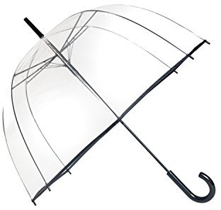 SMATI Parapluie Long Transparent, Forme Cloche, Classique, Ouverture automatique, Parapluie Femme, Couleur Liseret Noir