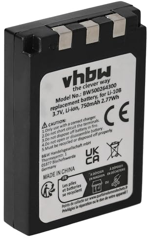 vhbw Li-Ion batteri 700 mAh (3,6 V) för kamera Olympus Camedia C-50 Zoom, C-60 Zoom, C-70 Zoom, C-470 Zoom, C-5000 zoom som Olympus Li-10B, Li-12B.