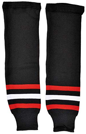 Sherwood 4301 Medias de hockey para Junior Toronto NHL, Espinillera, Calcetines para jugadores de hockey, Ajuste ideal, 100% poliéster, Negro/Rojo/Blanco, Talla única