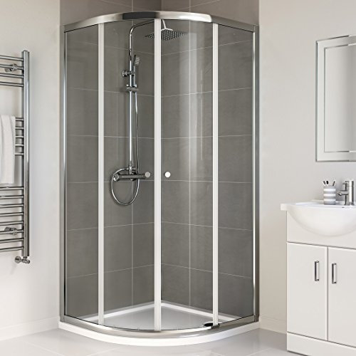 iBathUK 900 x 900 mm Designer Quadrant Sliding Door Glass Corner Shower Enclosure