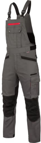 WÜRTH MODYF Arbeitslatzhose Nature - professionelle Arbeitshose für Herren - Latzhose mit Knieschutztaschen - in der Größe 54 in Grau