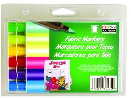 Uchida 530-6D Marvy Brush Tip Brilliant Color Fabric Marker Set