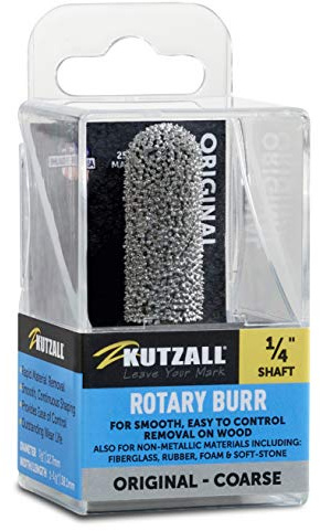 Kutzall Original Ball Nose Rotary Burr, 1⁄4 Shaft, Coarse - Wood Carving Bit for Bosch, DeWalt, Milwaukee, etc. Abrasive Tungsten Carbide, 1⁄2 (12.7mm) Dia. X 1-1⁄2 (38.1mm) Length, BN-12X112