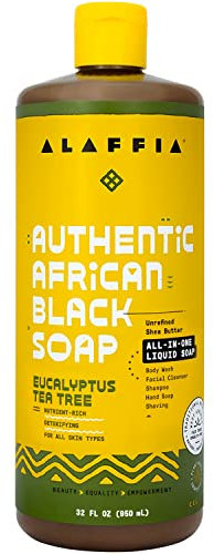 Alaffia Authentic Afican Black Soap Eucalyptus Tea Tree, 32 Ounce