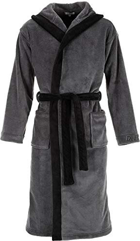 Di Ficchiano DF-15 Herren Bademantel, L, Grey Black