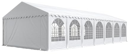 Festzelt Partyzelt 6x14 m Premium, hochwertige PVC Plane 750 N in weiß 100% wasserdicht mit Bodenrahmen