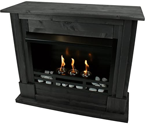Ethanol und Gelkamin Kaminofen Ofen Kamin Modell Emily Premium incl. 21 teil. Set - Farbwahl (Schwarz)