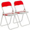 Harbour Housewares Padded Folding Chairs - Red - Pack of 2 - Easy Store Metal Frame Foldable Desk Chair for Office, Dining, Kitchen