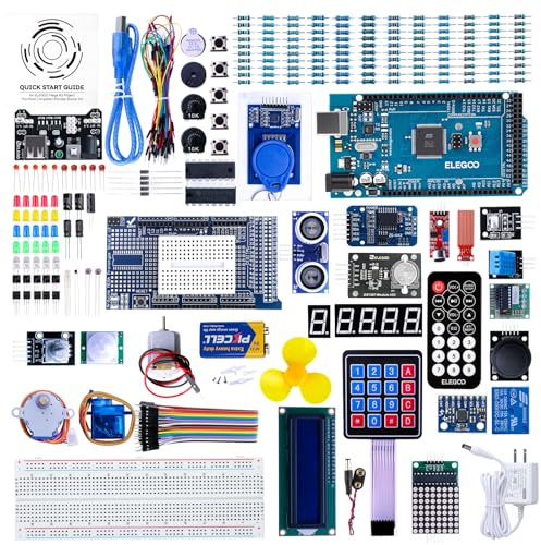 Elegoo Kit de démarrage Mega2560 R3 Kit complet avec tutoriel italien {français non garanti} pour Arduino UNO Mega2560 Nano (français non garanti)