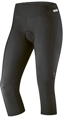 Gonso Lecce, Damen Fahrradhose 3/4, Radtight mit Relax Gel Comfort Sitzpolster, Hohe Bewegungselastizität und Komfortbund, Enganliegende Passform, Schwarz, Gr. 38