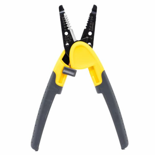 IDEAL Electrical 45-716 Kinetic Super T-Stripper - 14-24 AWG Solid, 16-26 AWG Stranded, Wire Stripper w/Thumb Rest, Plier Nose, Slide Lock, Textured Grips