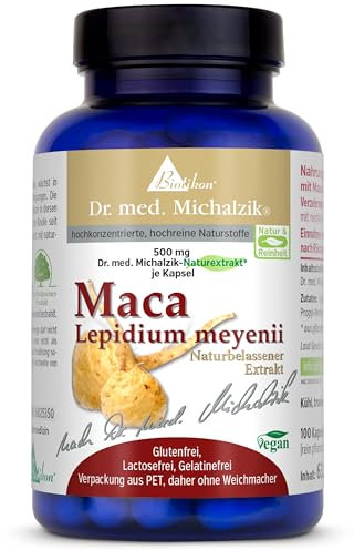 Maca nach Dr. med. Michalzik - 100 vegane Kapseln - 500 mg hochkonzentrierter Premium-Maca je Kapsel aus den peruanischen Anden - ohne Zusatzstoffe - von BIOTIKON®
