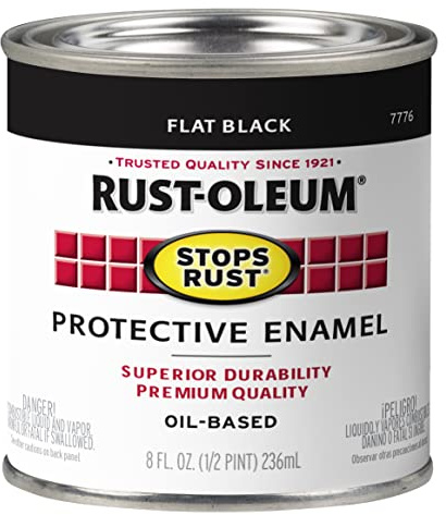 Rust-Oleum 7776730 Stops Rust Brush On Paint, Half Pint, Flat Black