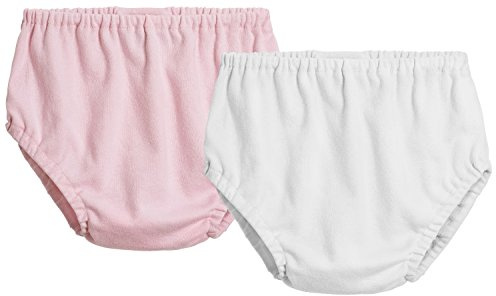 City Threads Baby Girls Boys Diaper Covers Bloomers Cotton Soft Comfortable Durable Made in USA 2-Pack, Pink & White, 3-6 months