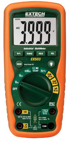 Extech EX503 CAT IV-600V Industrial Multi-Meter with Waterproof IP67 Rugged Design for Heavy Duty Use