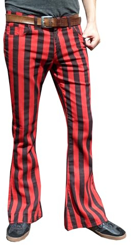 Hommes Pattes D'éléphant Fusées Noir Et Blanc Rayure Jeans Pantalon