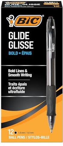 BIC VLGB11BK Velocity Retractable Ballpoint Pen, Black Ink, 1.6mm, Bold, Dozen