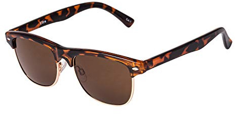 Ultra Children's Sunglasses – Retro Round Half Rim Sunglasses UV400 Lenses, Classic Horn Rim Style for Boys & Girls – Durable UV Protection Shades - Tortoise with Brown Lenses