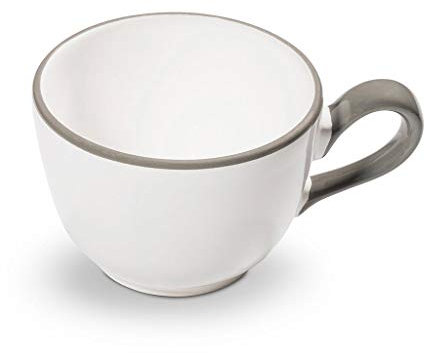 GMUNDNER KERAMIK Kaffeetasse glatt Füllmenge : 0.19 Liter Grauer Rand Geschirr, handgemacht in Österreich