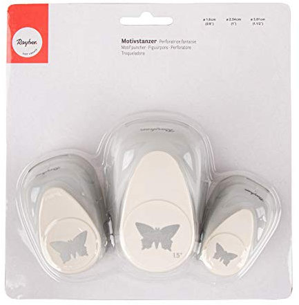 Rayher Butterfly Paper Punch set for crafts, Set of Craft Punches for card making in three different sizes
