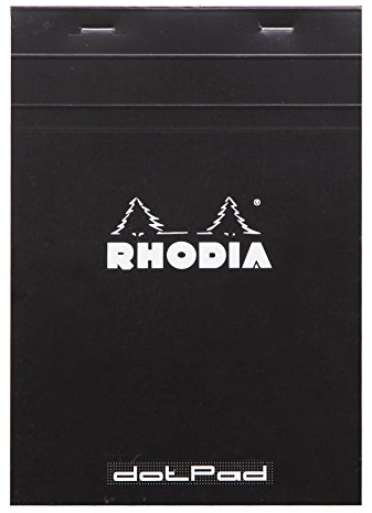RHODIA 16559C - Bloc-Notes Agrafé Dotpad N°16 Black - A5 - Pointillés Dot - 80 Feuilles Détachables - Papier Clairefontaine Blanc 80 g/m² - Couverture en Carte Enduite Souple et Résistante - Basics