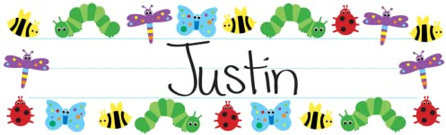 Hygloss Products Bugs Kids Name Plates for Desks Cubbies Lockers – 9.5 x 2-7/8 Inch, 36 Pack