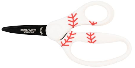 Fiskars 5 Pointed-Tip Scissors for Kids 4-7 with Non-Stick Blades (1-Pack) - Scissors for School or Crafting - Back to School Supplies - Baseball/Softball