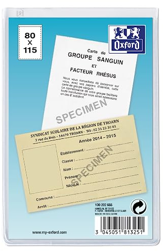 OXFORD Set di 10 custodie multiuso, 8 x 11,5 cm, con copertura in PVC, spessore 20/100 cm, colore: trasparente
