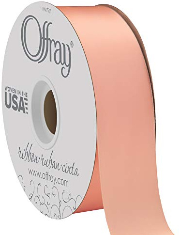 Berwick Offray Double Face Satin Ribbon, 50 Yards, Petal Peach