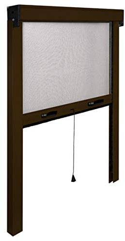 I.R.S. Moustiquaire Fine Vertical Store Enrouleur à Ressort. en Aluminium Verni. réductible de 20 – 25 cm au Maximum.