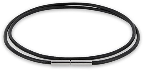 Auroris Echtleder Kette 2 mm schwarz mit Tunnel-Drehverschluss aus Edelstahl Länge wählbar / 42 cm