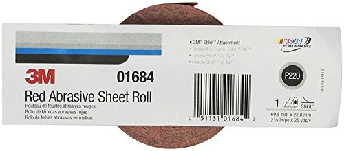 3M Schleifpapier-Rolle, 01684, P220, 6,4 cm x 22,7 m, Rot