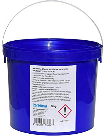 YACHTICON Nachfüllgranulat 5 kg, Dehumidifier Refill Granules, Dehumidifier Granules, Raumentfeuchter, Blau, 250 m², 50 Liter/Tag