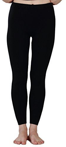 Paradise silke kashmir ribbade stickade termiska byxor för kvinnor leggings, Svart, XL