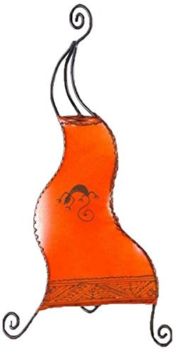 Simandra Orientalische Lampe Stehlampe marokkanische Hennalampe Lederlampe Tischleuchte Stehleuchte Orient Essaouira Gecko 50 cm Color Orange